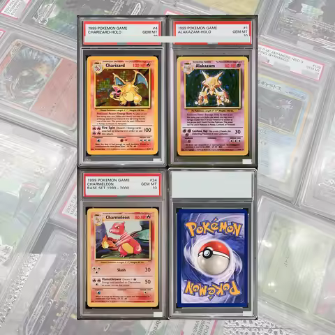 1999 Game #4 Charizard-Holo ALAKAZAM DIY Proxy PTCG Graded Collection Card English GEM MT 10 Card Ho