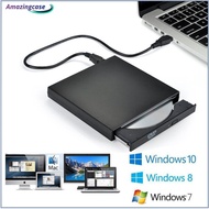 AMAZ Slim External Optical Drive Usb 2.0 Dvd Player CD-RW Burner Compatible For Macbook Laptop Desktop Pc