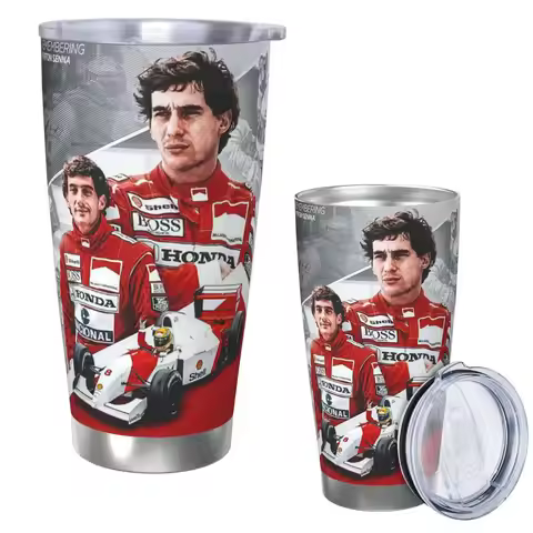 Ayrton Senna Racing Cars Stainless Steel Tumbler Vacuum Insulated Mug Thermal Cold Cup Straws With L