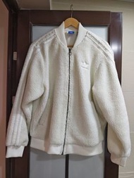 Adidas 白色毛絨外套