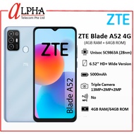 ZTE Blade A52 4G *FREE NTUC Voucher*| 4GB+64GB | 6.52” HD+ Wide Vision Display | 5000mAh Large Capacity Battery | 13MP T