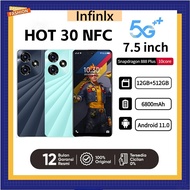 Brand new smartphone Hot 30 7.5-inch smartphone 6800 mAh 12GB+512GB memory Android phone Bluetooth g