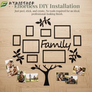 MIOSHOP Wall Sticker, 46.1x46.9 in Family Tree Photo Frame Wall Sticker, Photo Display 8 Frames Blac