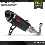 ZONTES 368G 350E Exhaust Pipe Full Section Stainless Steel Akrapovic Carbon Fiber Scooter Muffler