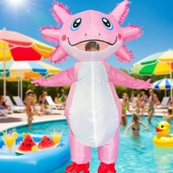 Inflatable Axolotl Costume - Pink, Ideal for Adult Halloween Cosplay and Parties