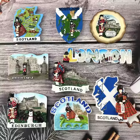 UK Edinburgh Scotland London 3D Fridge Magnet, Resin British Castle Travel Souvenir, Gift & Collecti