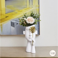 MAWAR Living With Style - Modern Vase Human Holding Gold Flower/Unique Gold Rose Flower Human Flower Vase/Ceramic Decoration Display Vase Luxury Aesthetic Model