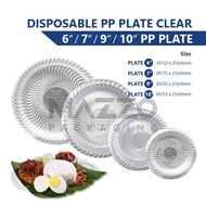 PP CLEAR Plate 6" / 7" / 9" / 10" Disposable PP Plastic Plate (50pcs) Party PP Plate - Pinggan Plast