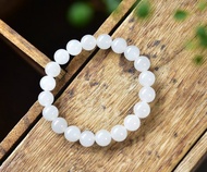 秒殺 天然新疆和田玉羊脂玉圓珠手鏈 玉質細膩油潤