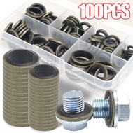 100Pcs O Ring Oil Drain Plug Gasket Set - Sealing Gasket Assortment Kit - Universal Metal Rubber Was