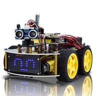 KEYESTUDIO Smart Car Robot, 4WD Programmable DIY Kit for Arduino for Uno R3, Electronics Programming Project/STEM Educational/Science Coding Robot Toys for Teens 12+