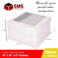 GMG Cake Pastry Box w/Window 8 x 8 x 5 inches Cover and Box Glossy Shiny Finish (10sets)
