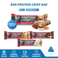[Bundle of 12] BSN Protein Crisp Bar 55g – High Protein, Low Sugar, Delicious Crunch, On-the-Go Snac