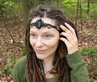 黑珊瑚化石頭飾，白色編織頸圈項鍊，新娘飾品