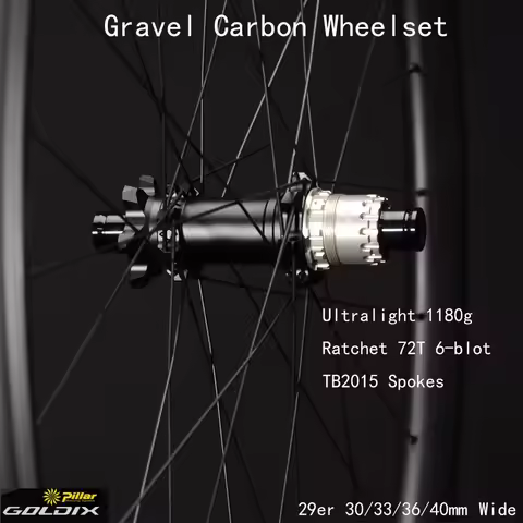 1180g Carbon Wheelset Goldix M160 Ratchet 72T Pillar TB2015 Spokes 30mm Deep 30mm 33mm 36mm 40mm Wid