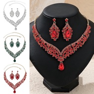 Ladies Alloy Jewellery Set Crystal Diamonds Necklace Earrings Set Wedding Jewellery Holiday Party Je