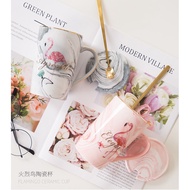 (Ready Stock) Marbled Mug Flamingo Ceramic Cup Coffee Cup Birthday Gift With Gift Box
