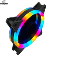 Studyset IN stock 120mm 4pin Rgb Case Cooling Fan Colorful Blue-red-white Fluid Bearing Led Cooler Fan Radiator Heat Sink