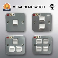 UMS Metal Clad Switch 1G 1W/1G 2W /2G 1W /3G 1W /4G 1W 13A 250V AC SIRIM Approved Wall Switch