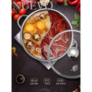 No Rust 30/32CM Stainless Steel Steamboat Hot Pot Dual Section Induction Cooker
