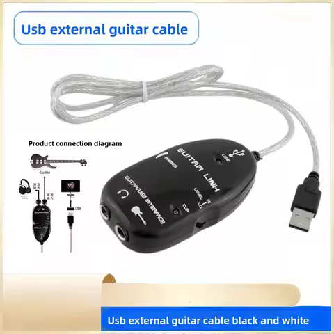 Guitar Adapter Guitar Link Cable Guitar to USB Interface Link Cable Adapter Audio Connector Recorder