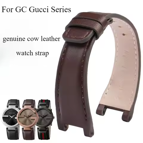 For GC Gucci YA1332 YA1333 YA1335 Men's and Women's Exquisite Genuine Cow Leather Waterproof Watchba