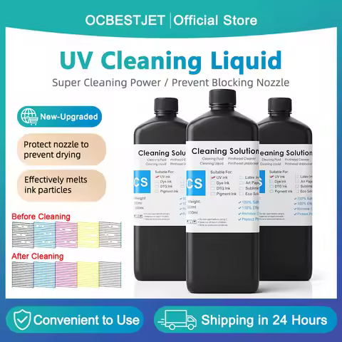1000ML UV Cleaning Liquid UV Coating Pre-Coating For Epson XP600 TX800 I3200 I1600 4720 5113 1390 L8