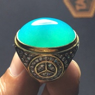 BATU BACAN DOKO MAJIKO ASLI TOP KRISTAL NATURAL - RING PERAK MICROSETT