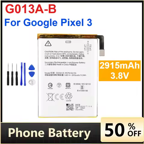 G013A-B 2915mAh 3.8V Replacement Battery for Google Pixel 3 Pixel3 Mobile Phone Lithium Battery +Too