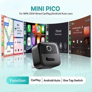 Mini Pico 3.0 Cube 2 in 1 Wired To Wireless CarPlay Android Auto Adapter USB Stick Wifi Car Accessor