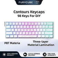 TOMBOL FURYCUBE Outline Theme Keycaps 98 Buttons Set Keycaps High PBT Material Cherry Black And Whit