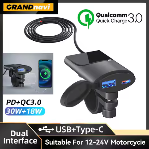 USB Motorcycle Charger Type-C +A Waterproof Fast Charger Socket Adapter Handlebar Mounting Bracket C