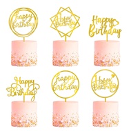 Golden Birthday Cake Decoration Acrylic Happy Birthday Cake Decoration/Cupcake Decoration Support Cu