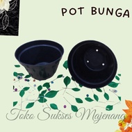 BLACK FLOWER POT 25 CM FLOWER POT/ 25 CM BLACK PLASTIC FLOWER POT/ 25 CM FLOWER VASE/ BLACK FLOWER V