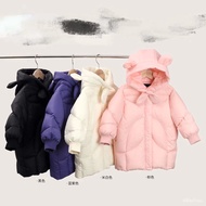 Hot SaLe Girls' down Jacket New White Duck down Thickened Children's Mid-Length down Jacket Hooded Jacket C2ET