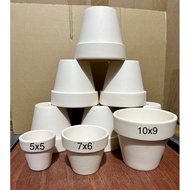 White terracotta pots 5x5cm and 7x6cm - pots 5 - pots 7
