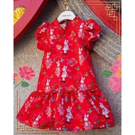 Arpanet girl Chinese New Year Dress Red/Net 3t