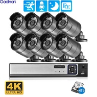 Kualiti Premium Gadinan 4k 8mp Sistem Kamera Keselamatan Poe 4ch/8ch P2p Ai Video Pengawasan Kit Aud