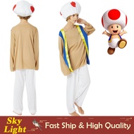 Super Mario Bros Toad Cosplay Costume For Kids Boy Halloween Christmas Party Outfits Japanese Anime Carnival Full Set