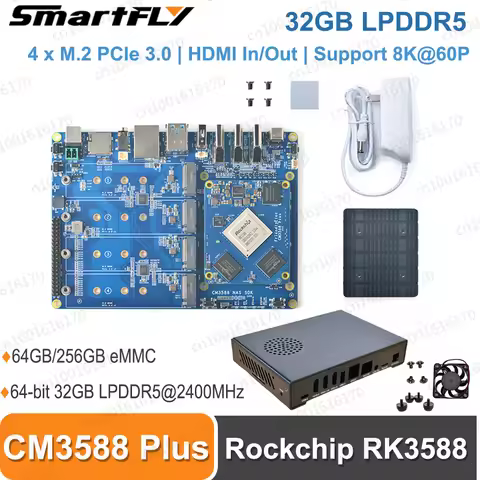 CM3588 Plus NAS Kit 32GB LPDDR5 Rockchip RK3588 Development Board PCIe 2.5G Ethernet Controller supp