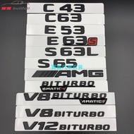Black BENZ BENZ AMG Wordmark V8 Tail Label Sticker BITURBO C43 C63 E43 GLC E63S Modified Car Logo Lo