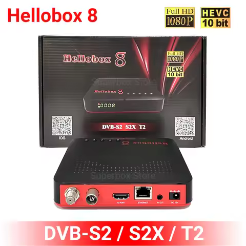 Hellobox8 Satellite TV Receiver DVB-S2X DVB-T2 Built-in WiFi Full HD 1080P HEVC 10bit RJ45 DVB Playe
