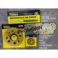 PROMORIN RXZ Y125 Y125Z LC135 4S 5S SRL110/Z/ZR 415 HD SPROCKET + CHAIN SET GOLD