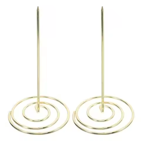 2 Pcs Golden Menu Summons Fork Invoice Document Notes Metal Needle Folder Storage Products for Offic