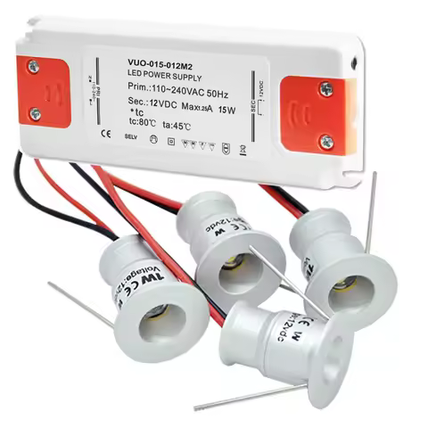 LED lamp+ IP20 Mini Slim Power Transformer IP65 1W 12Vdc Mini Downlight D15mm Ceiling Spot Light CE 