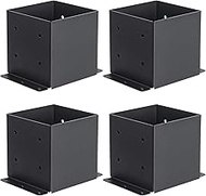 Cokritsm Heavy Duty Powder-Coated Post Anchor Black Wood Fence Concrete Support Post Brackets for De