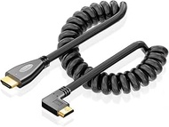 RIIPOO Premium HDMI Coiled Cable V2.0-6.6FT Ultra HD 4K 60HZ 1080P 3D High-Speed Male to Male Cord for HDTV, Projector, Computer, Roku, Xbox, PS4/5 - Durable &amp; Flexible Short HDMI Connector (Right)