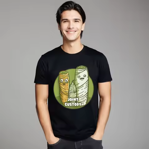 Joint Custody Funny Weed Round Neck T Shirts Mother Day Cool Tops Tees Short Sleeve Funny 100% Cotto