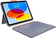 Magitype Case with Keyboard Compatible for iPad 10th Generation: Bluetooth Wireless Detachable Magnetic Stand Rechargeable Keyboard with Folio Slim Compact Removable Cover with Trackpad, White Backlit