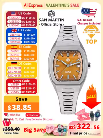 San Martin 39.5mm Tonneau Luxury Men Watch Mineral Dial Casual Sports PT5000 SW200 Automatic Mechani